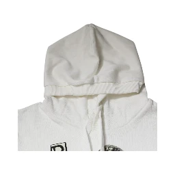 White Caesar Cotton Hooded Pullover Sweater