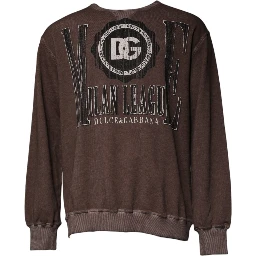 Brown Logo Print Crew Neck Pullover Sweater