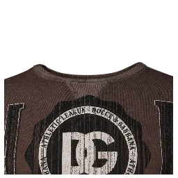 Brown Logo Print Crew Neck Pullover Sweater