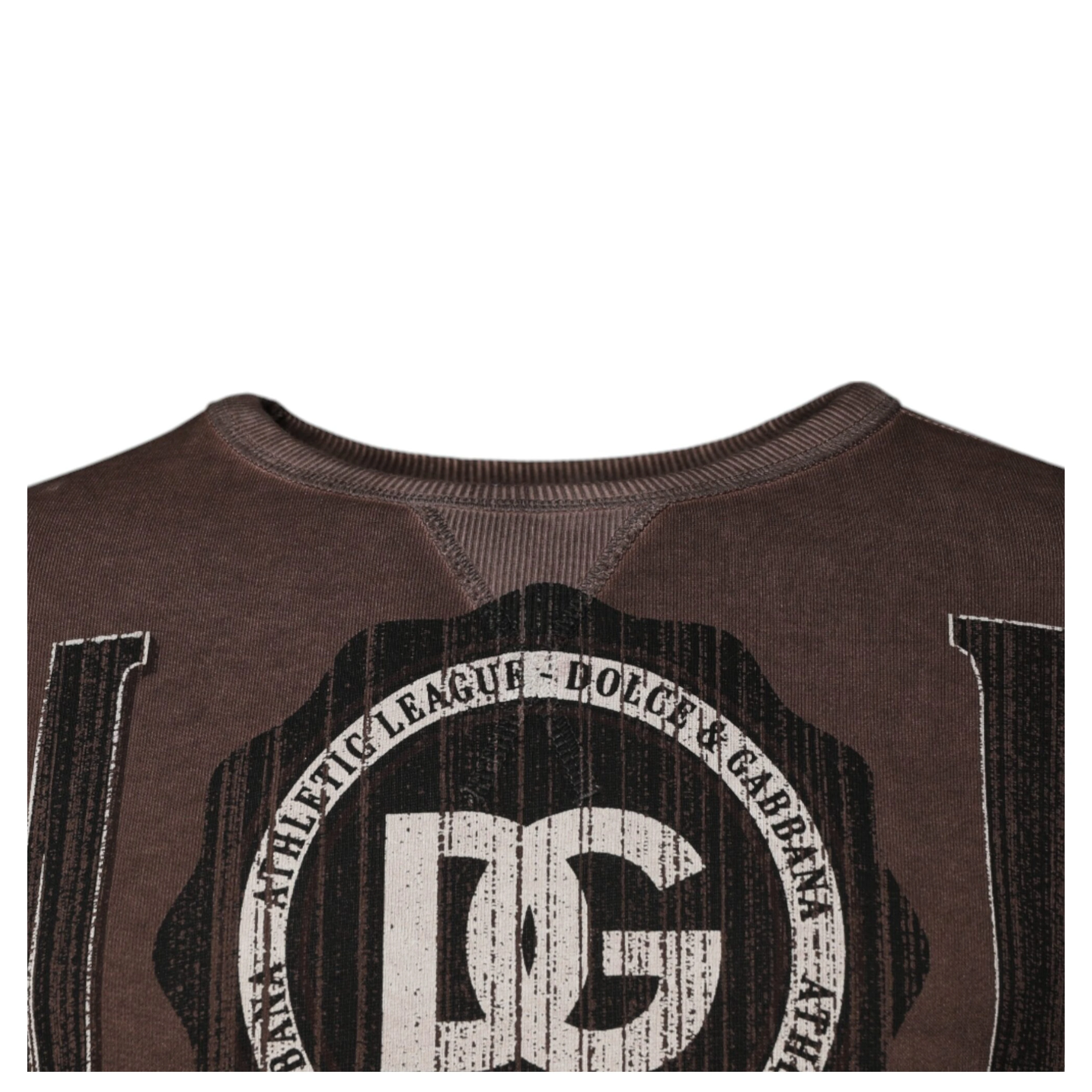 Brown Logo Print Crew Neck Pullover Sweater