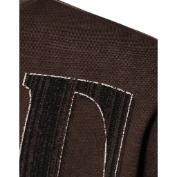 Brown Logo Print Crew Neck Pullover Sweater