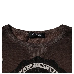 Brown Logo Print Crew Neck Pullover Sweater