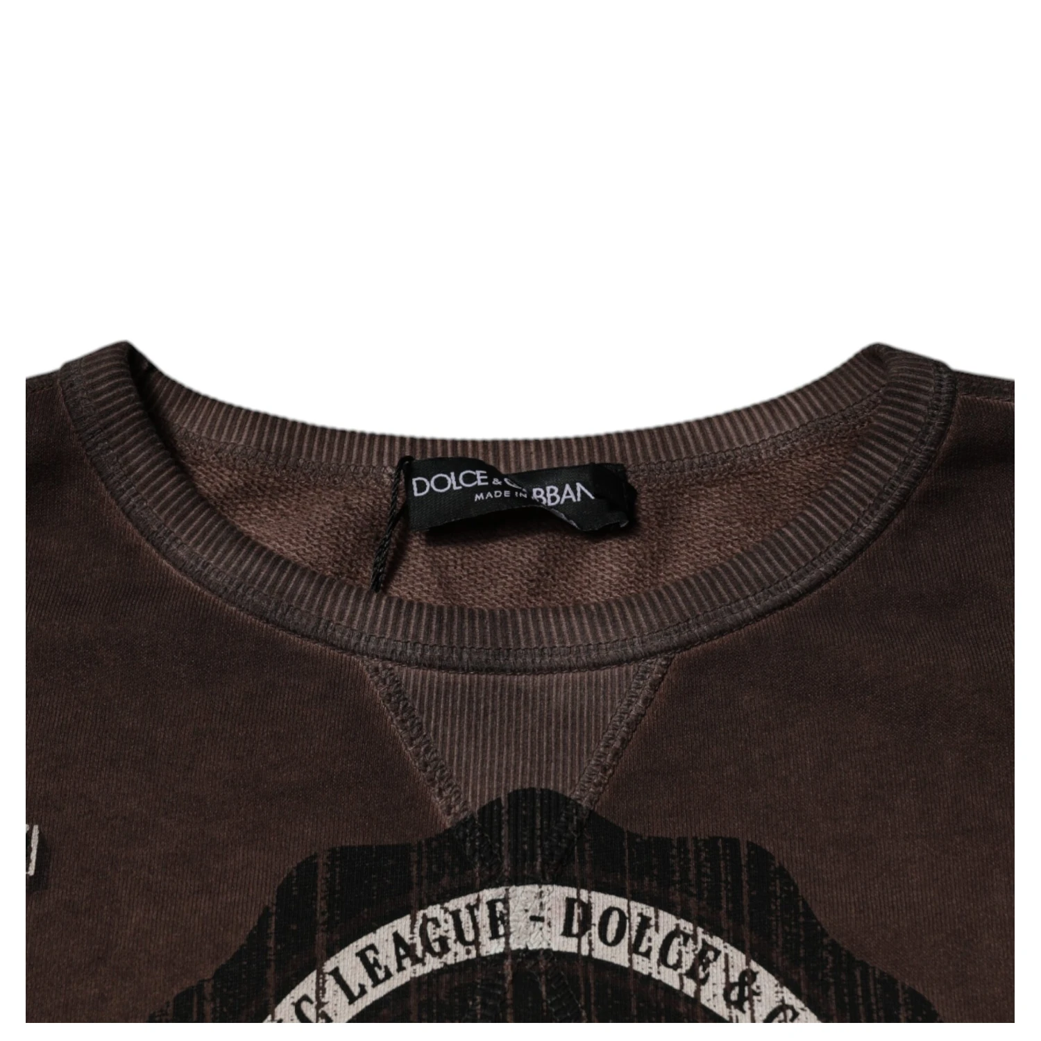 Brown Logo Print Crew Neck Pullover Sweater