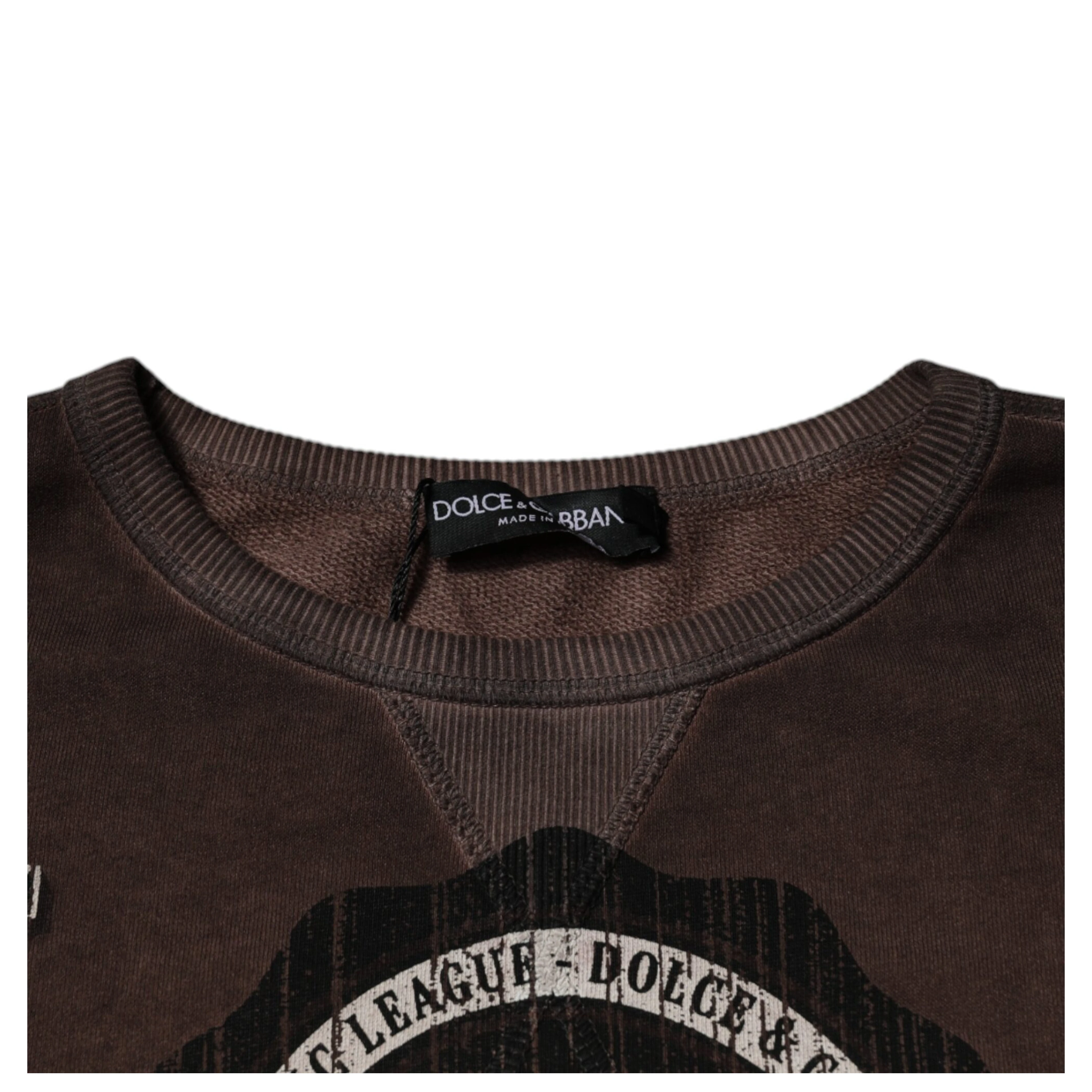 Brown Logo Print Crew Neck Pullover Sweater
