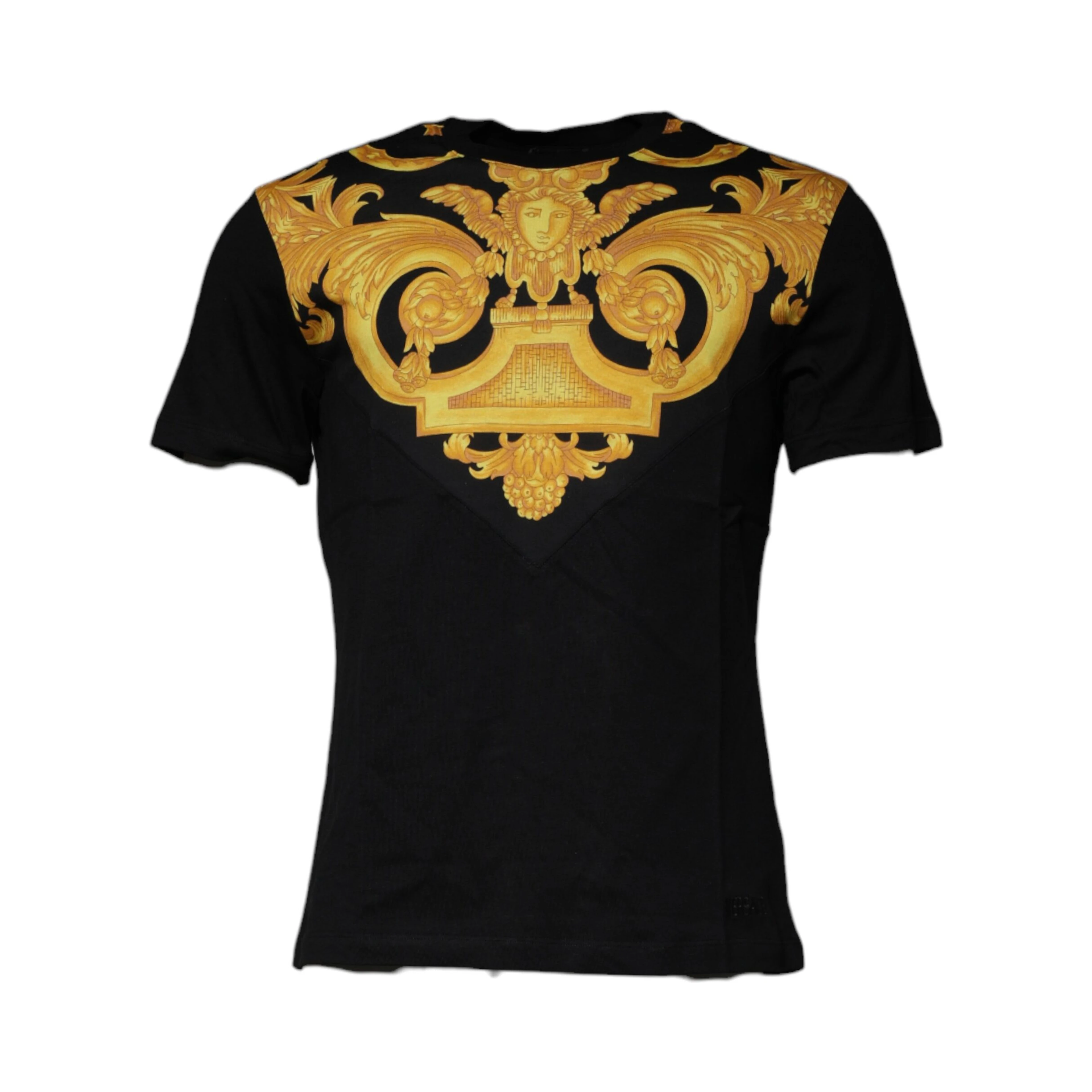 Black Medusa Print Cotton Crew Neck T-shirt