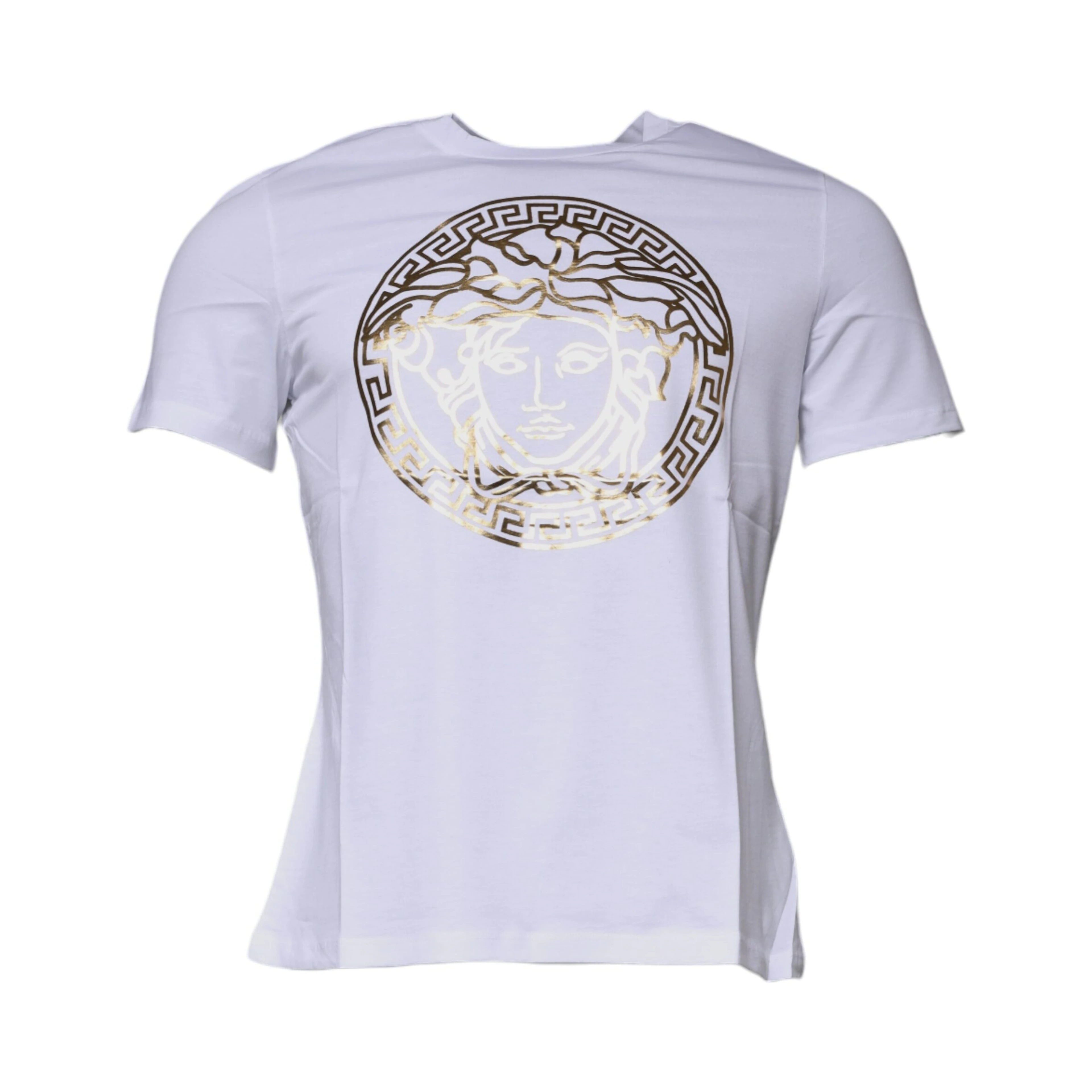 White Medusa Print Cotton Crew Neck T-shirt