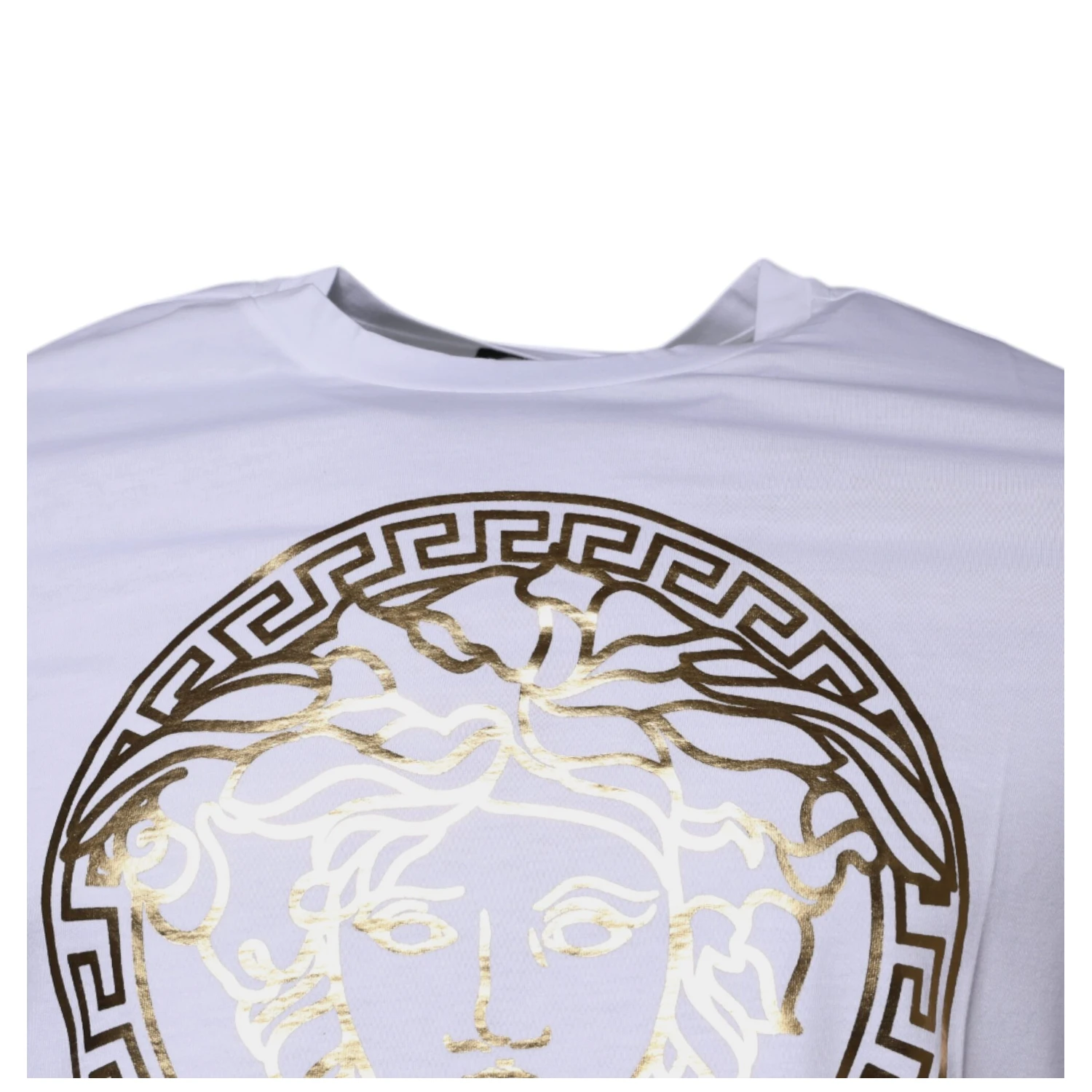 White Medusa Print Cotton Crew Neck T-shirt