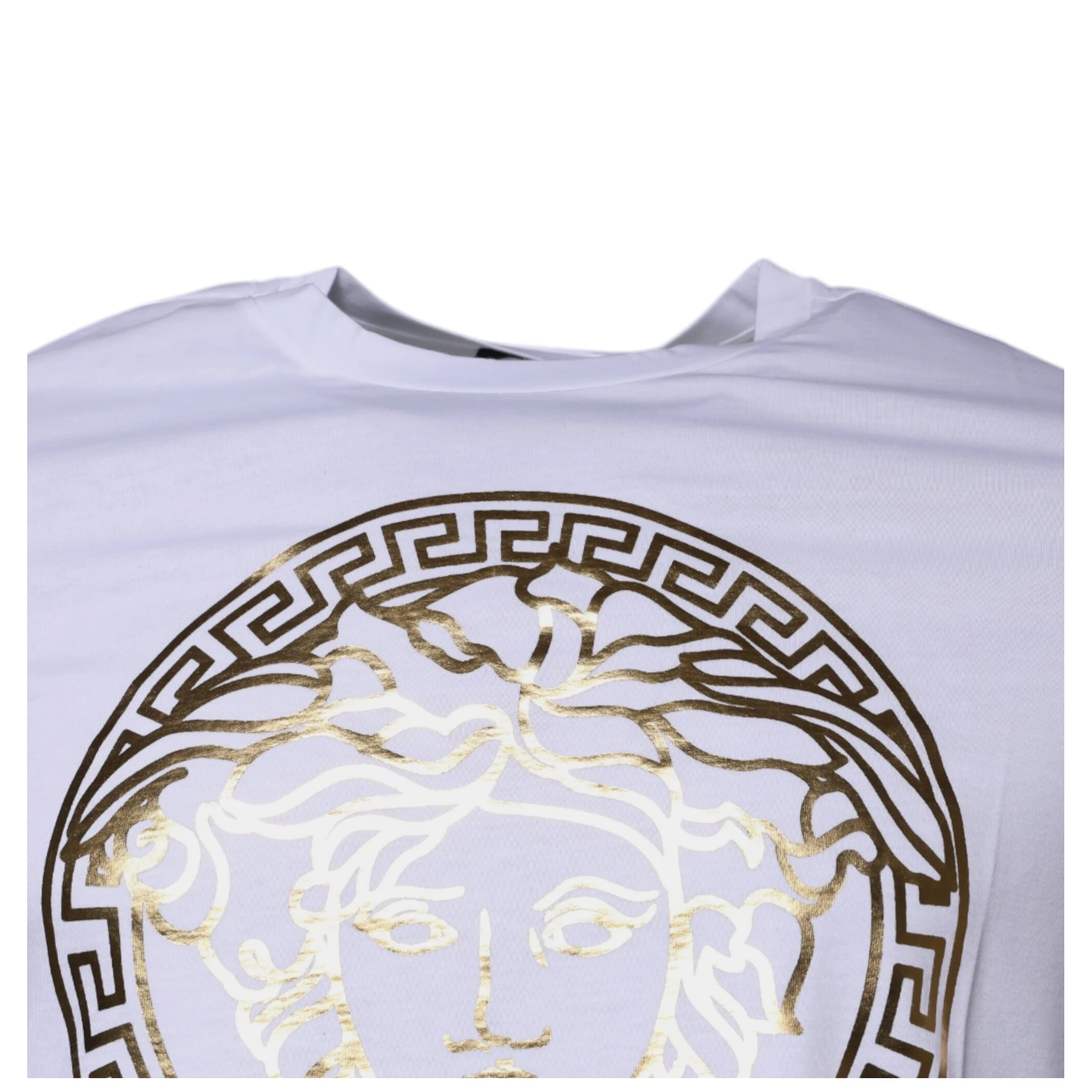 White Medusa Print Cotton Crew Neck T-shirt