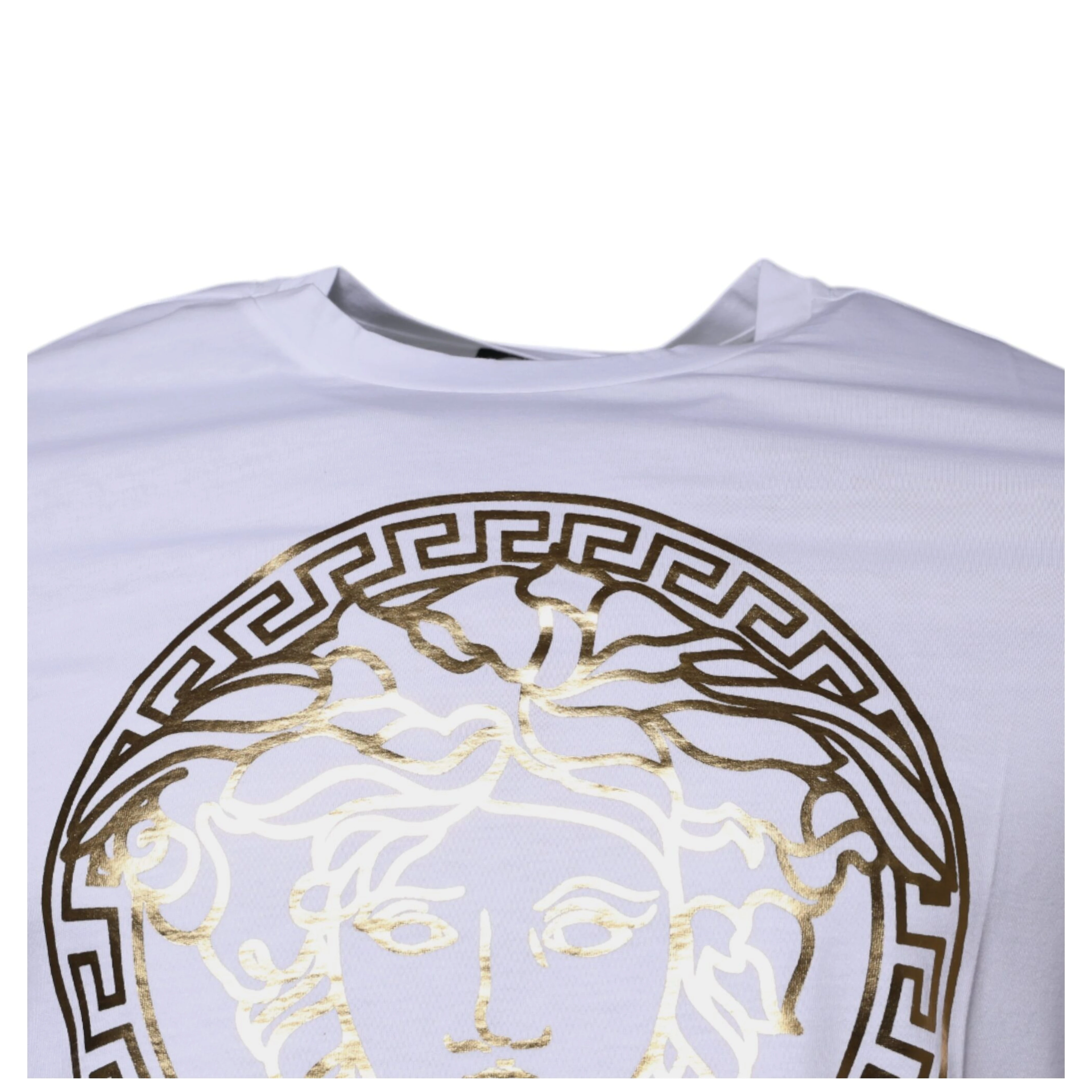 White Medusa Print Cotton Crew Neck T-shirt