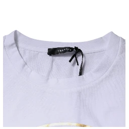 White Medusa Print Cotton Crew Neck T-shirt
