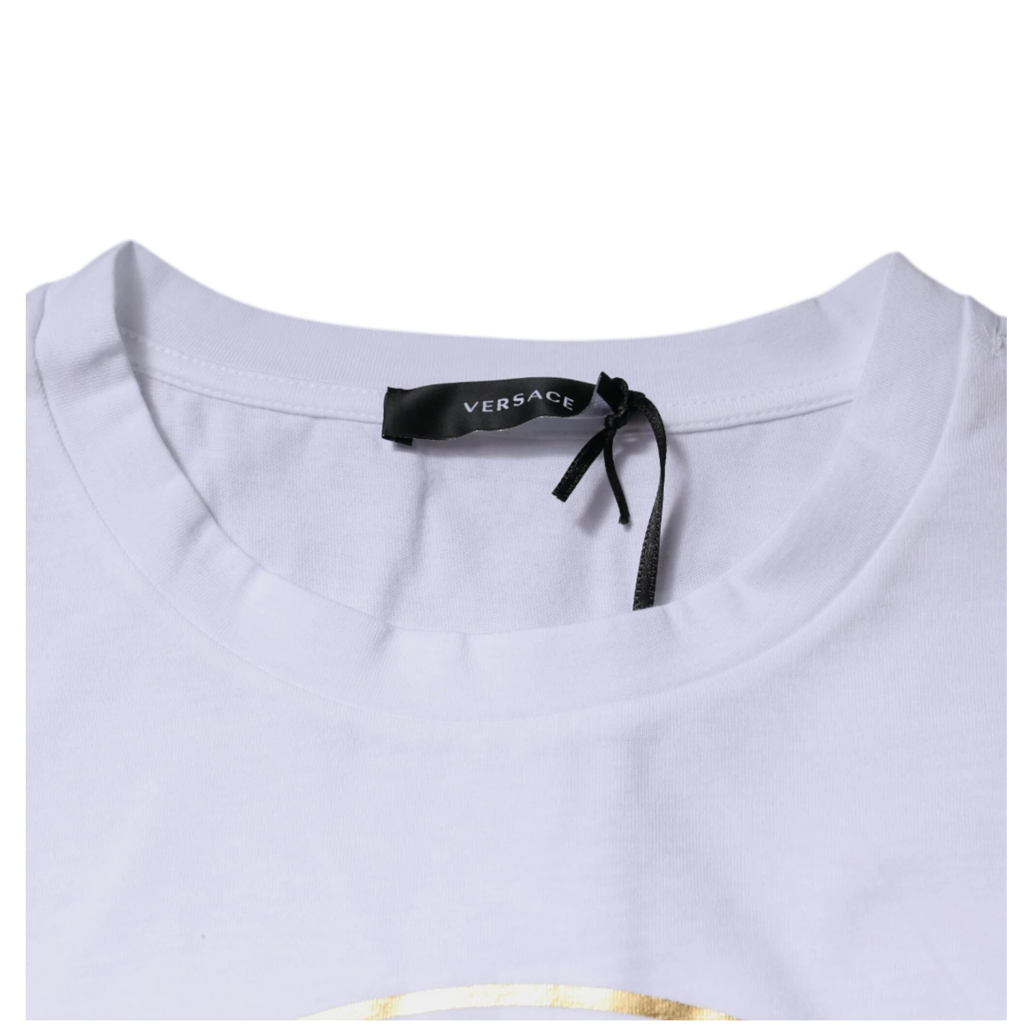 White Medusa Print Cotton Crew Neck T-shirt