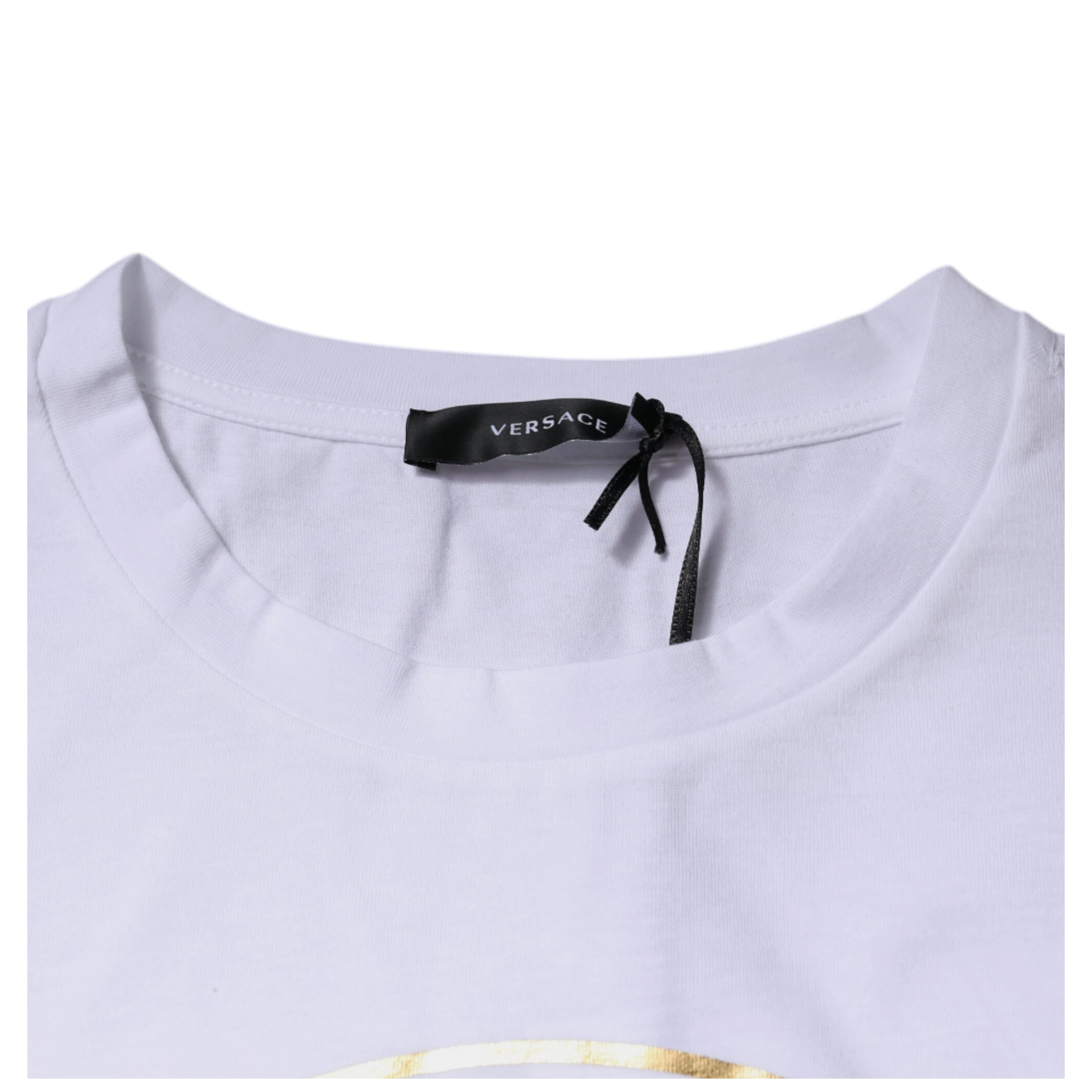 White Medusa Print Cotton Crew Neck T-shirt