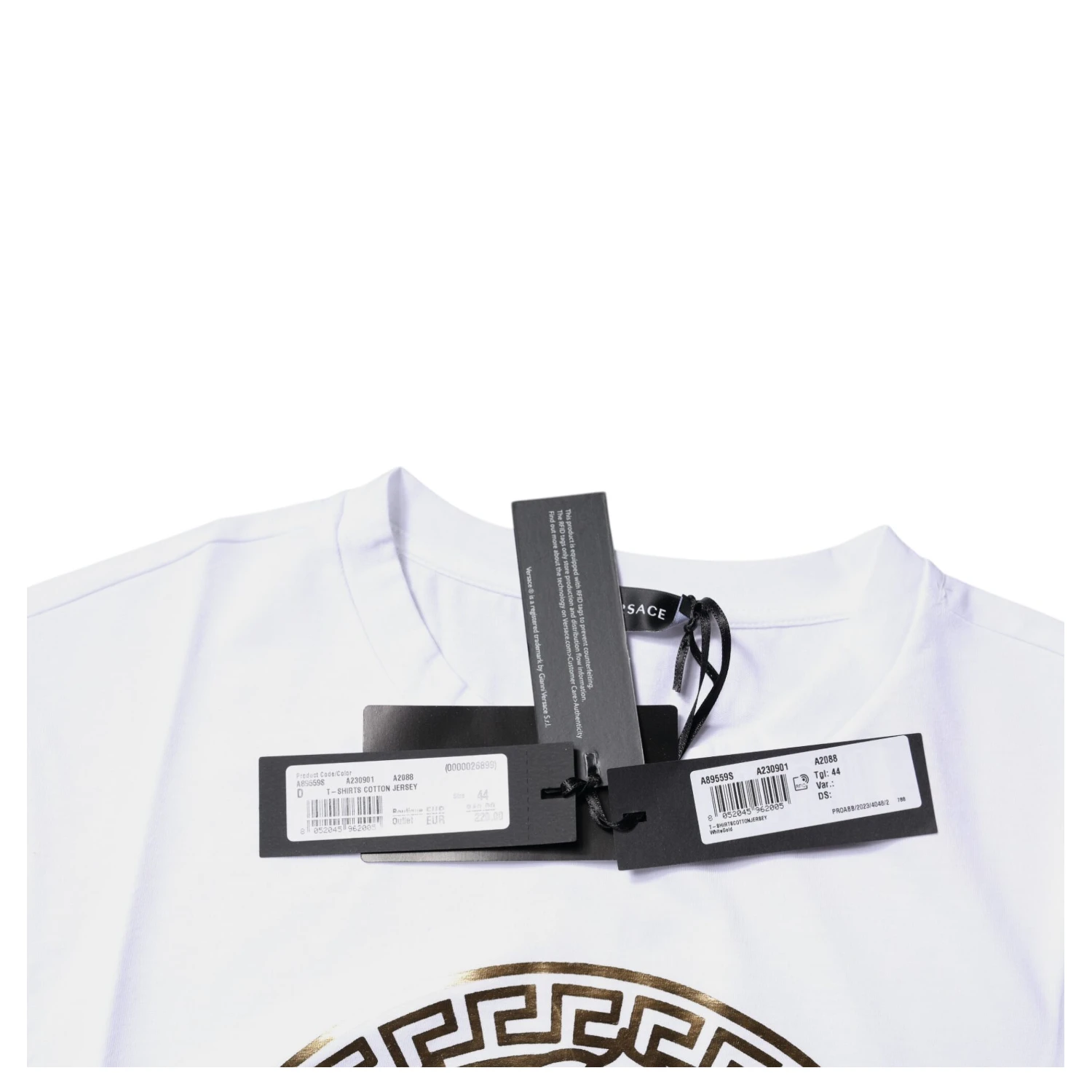 White Medusa Print Cotton Crew Neck T-shirt