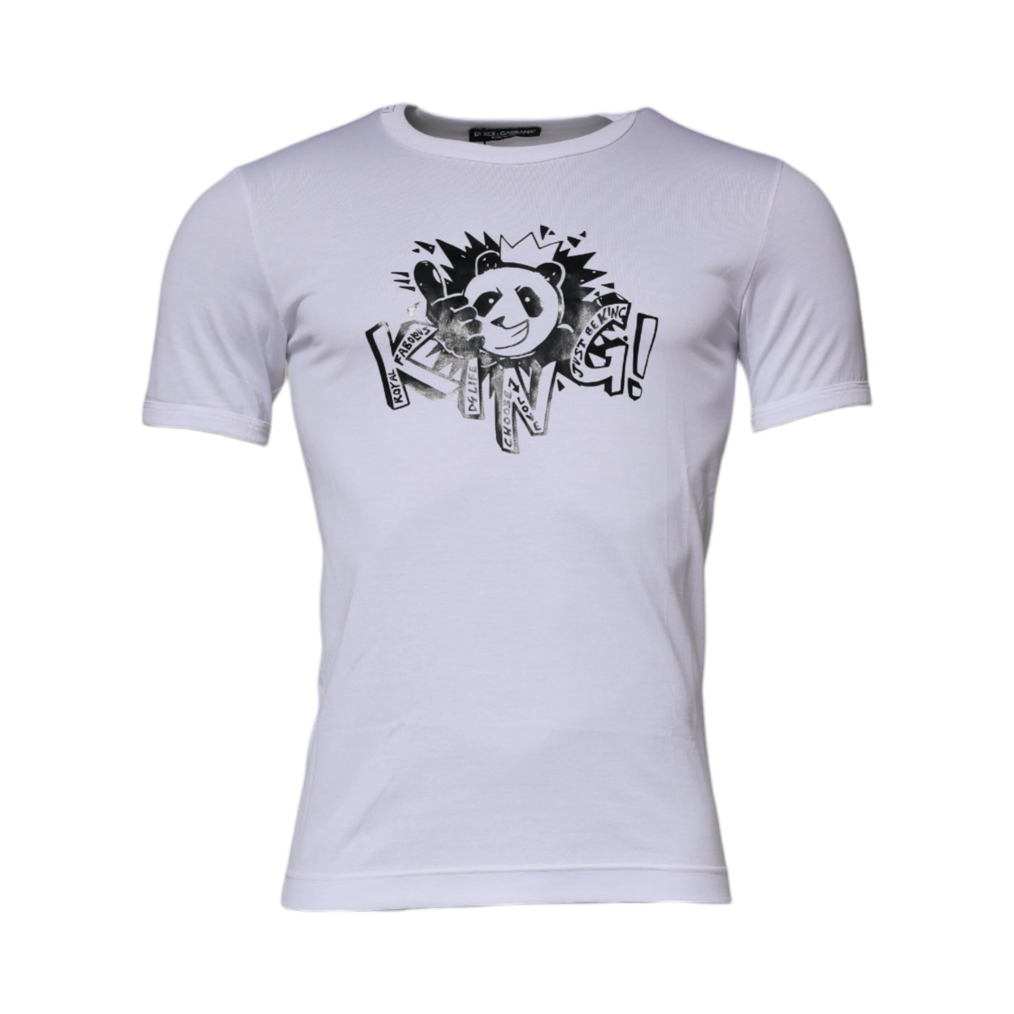 White Panda King Cotton Crew Neck T-shirt