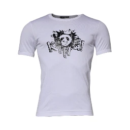 White Panda King Cotton Crew Neck T-shirt