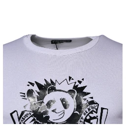 White Panda King Cotton Crew Neck T-shirt
