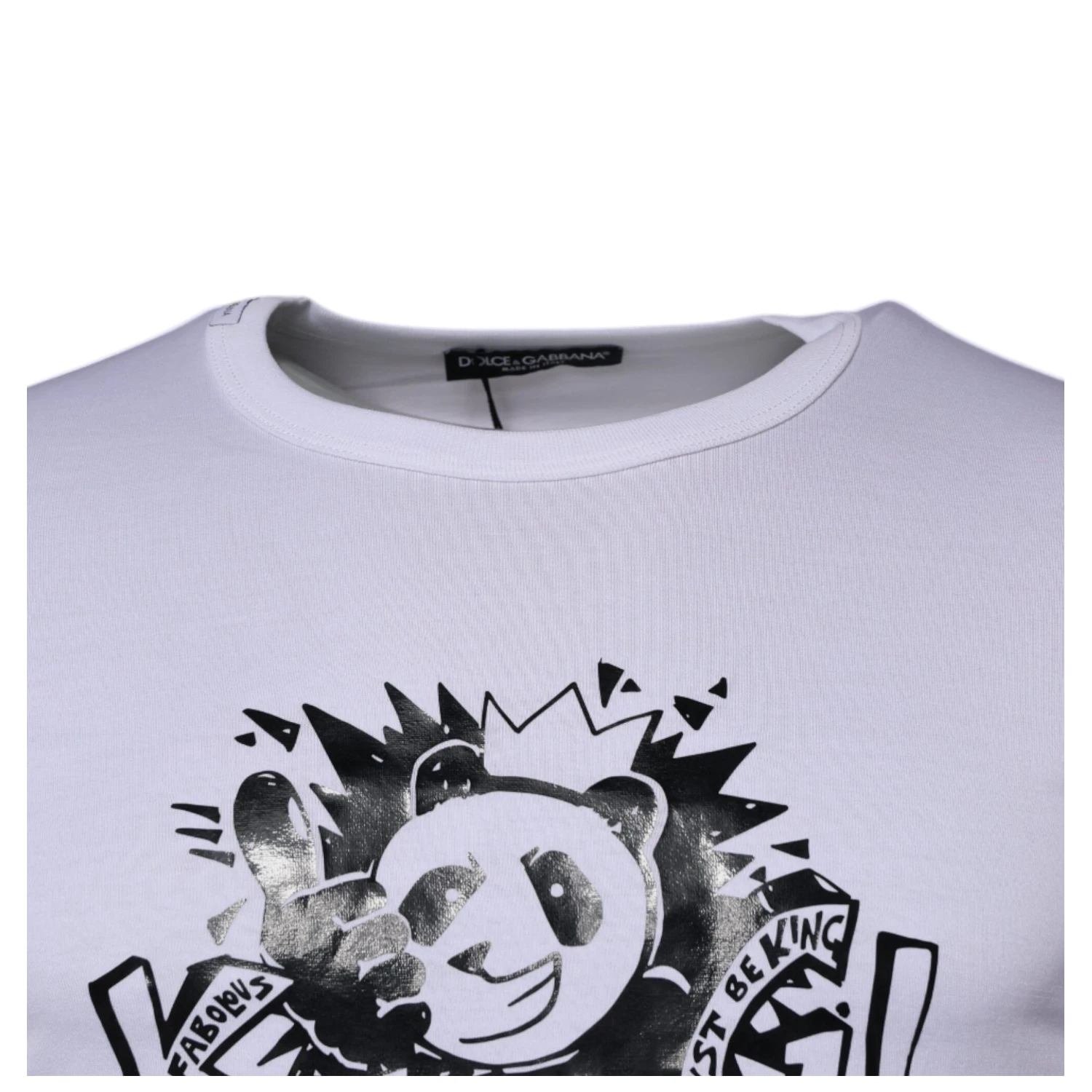 White Panda King Cotton Crew Neck T-shirt
