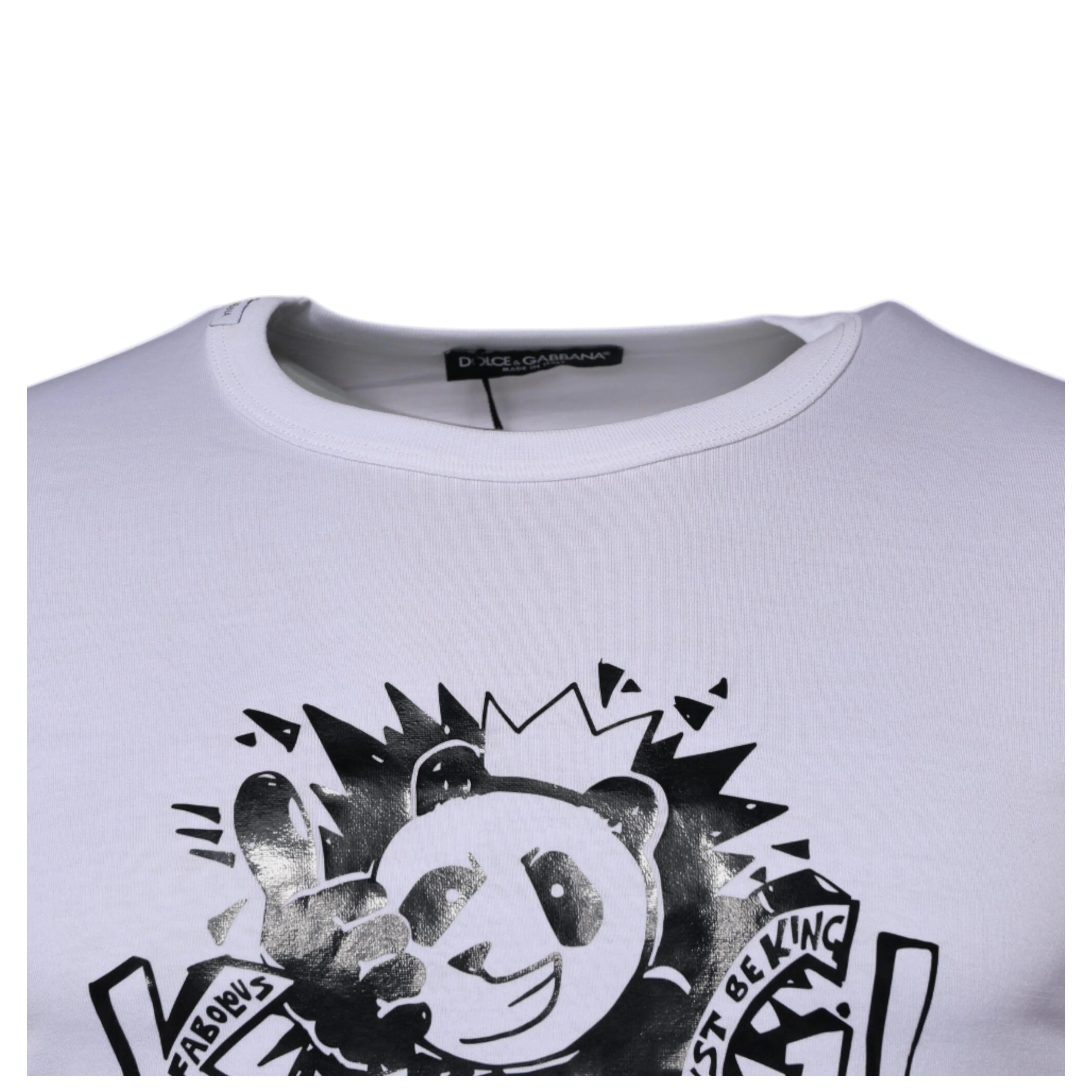 White Panda King Cotton Crew Neck T-shirt