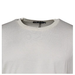 Off White Silk CrewNeck Short Sleeve T-shirt