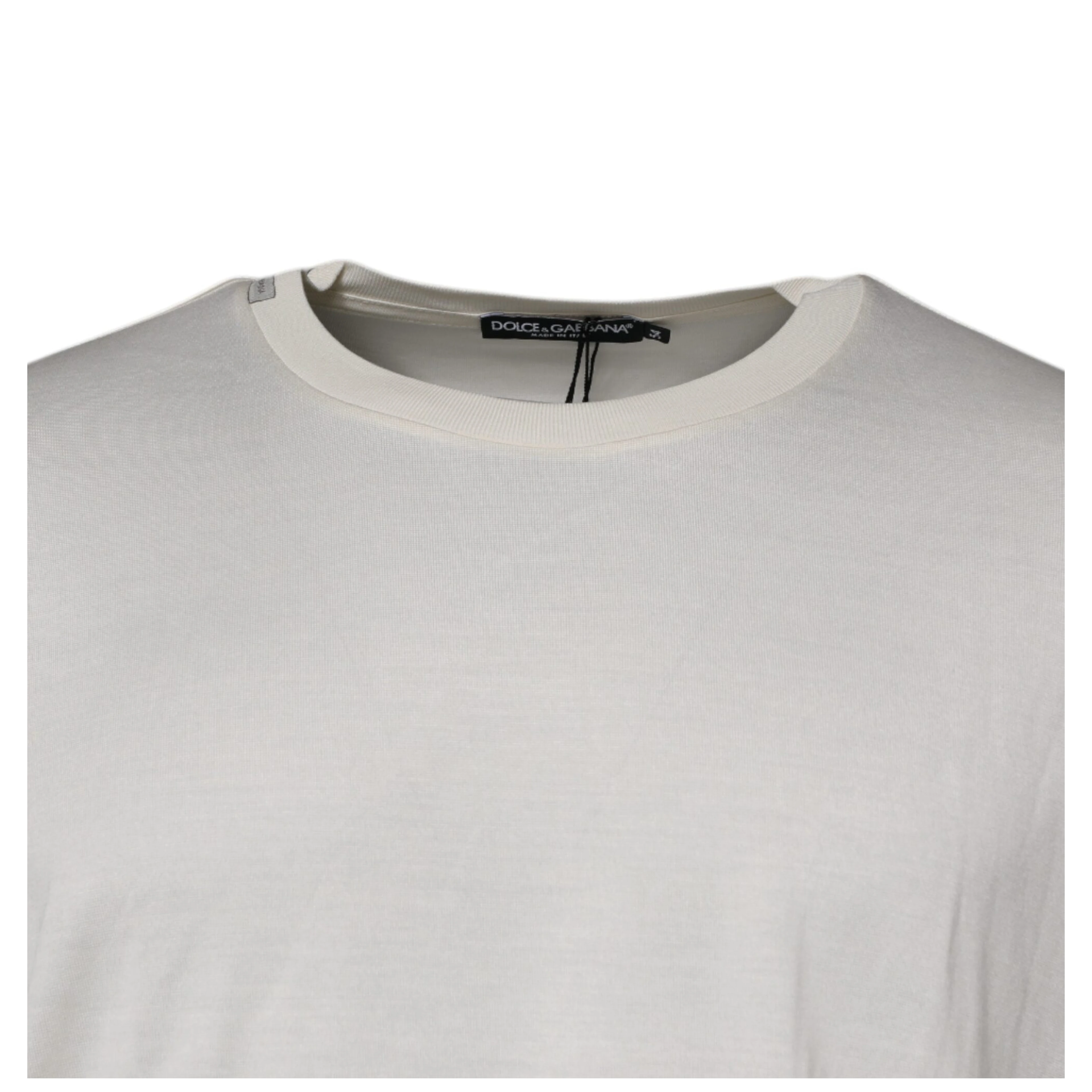 Off White Silk CrewNeck Short Sleeve T-shirt