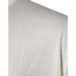 Off White Silk CrewNeck Short Sleeve T-shirt