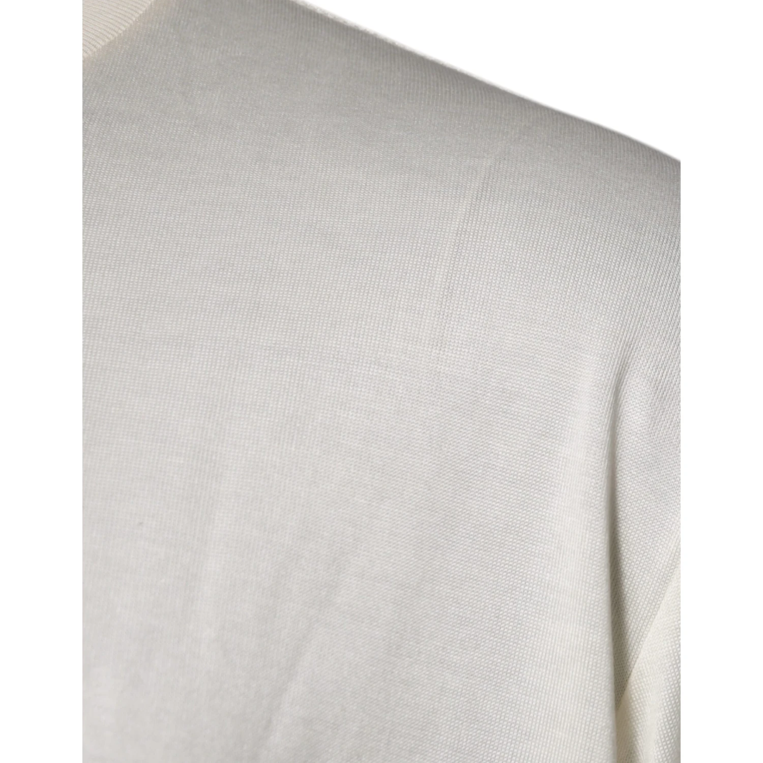 Off White Silk CrewNeck Short Sleeve T-shirt