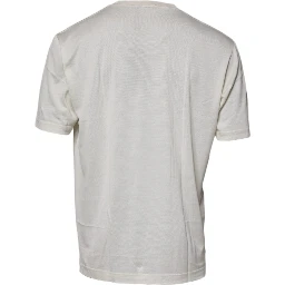 Off White Silk CrewNeck Short Sleeve T-shirt