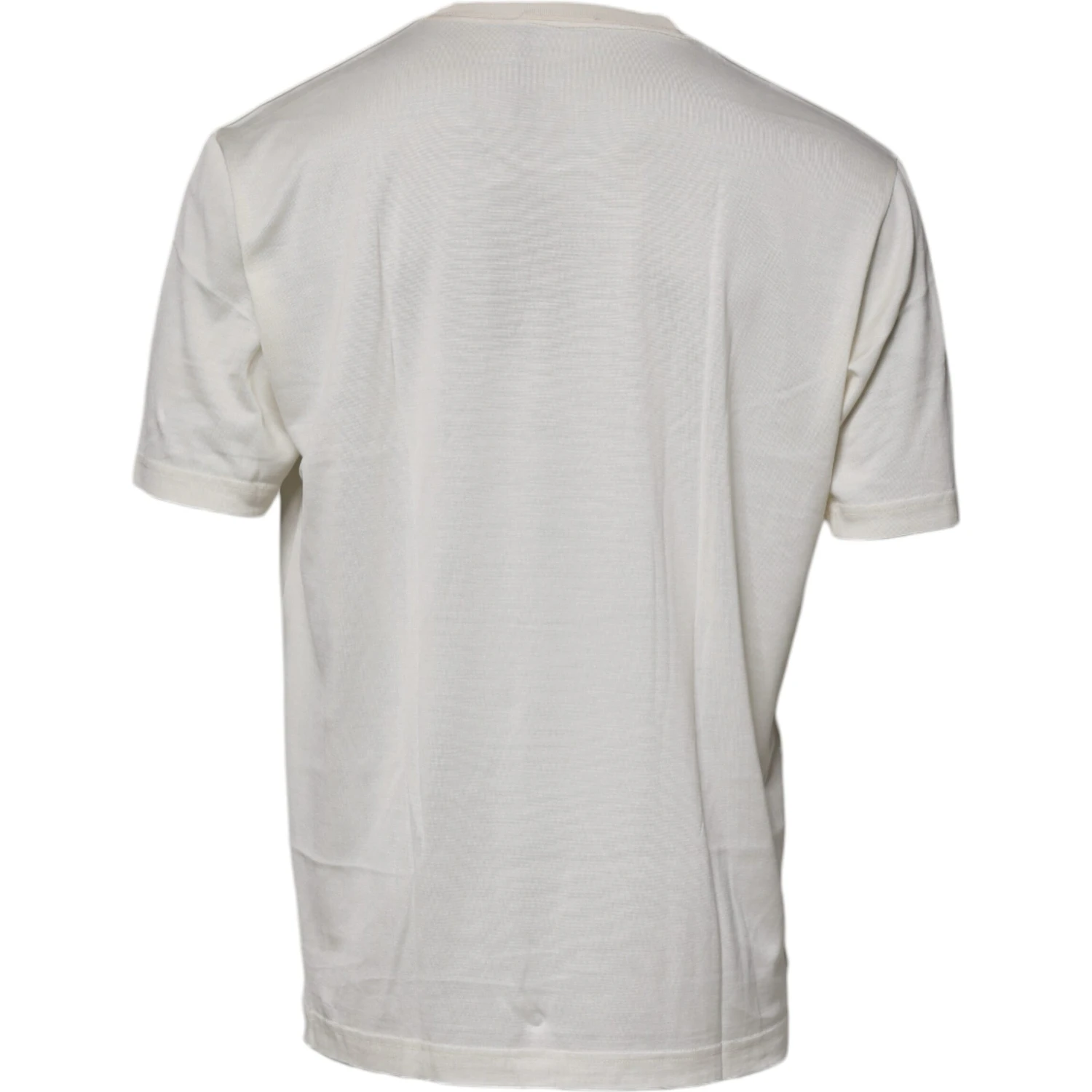 Off White Silk CrewNeck Short Sleeve T-shirt