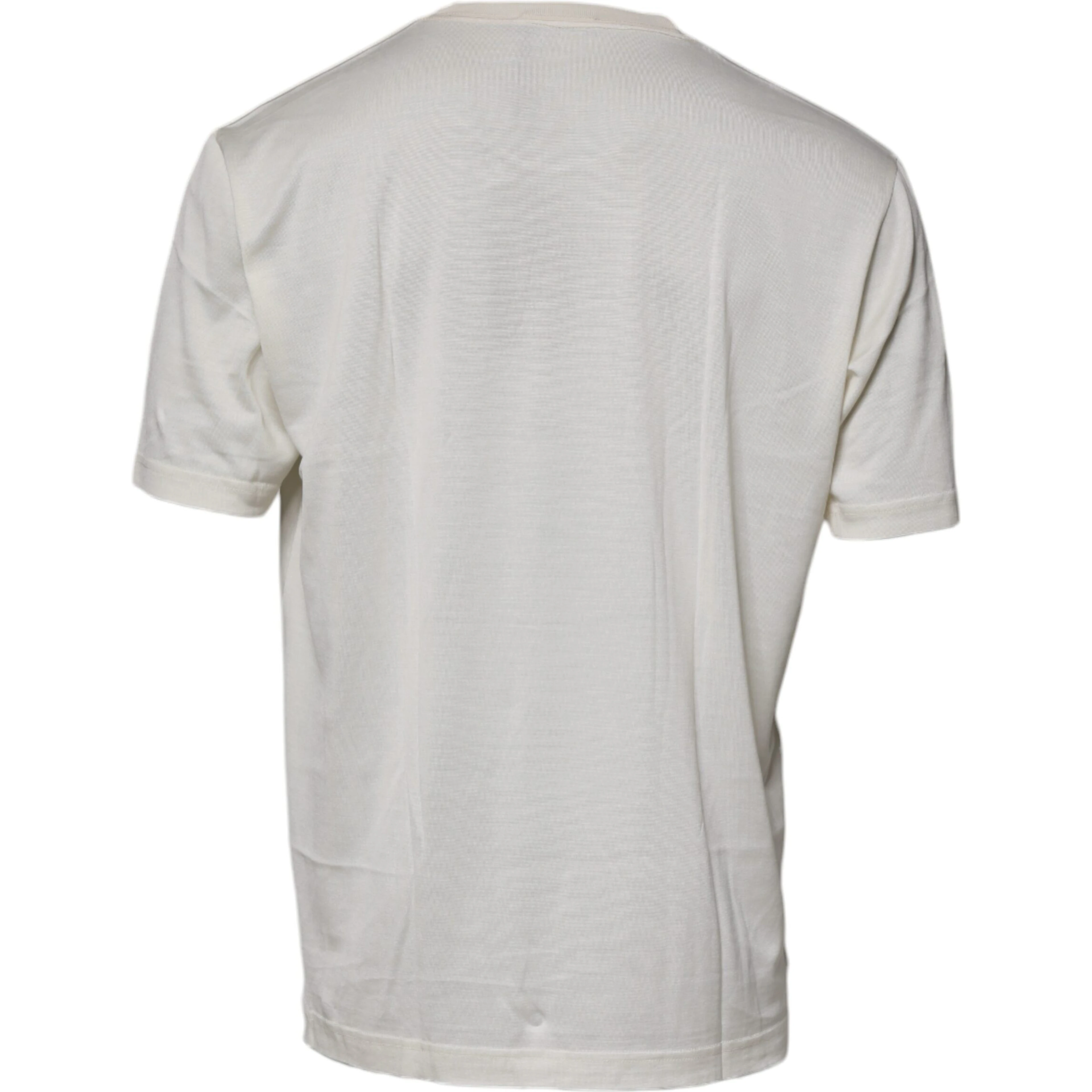 Off White Silk CrewNeck Short Sleeve T-shirt