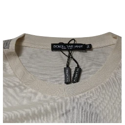 Off White Silk CrewNeck Short Sleeve T-shirt