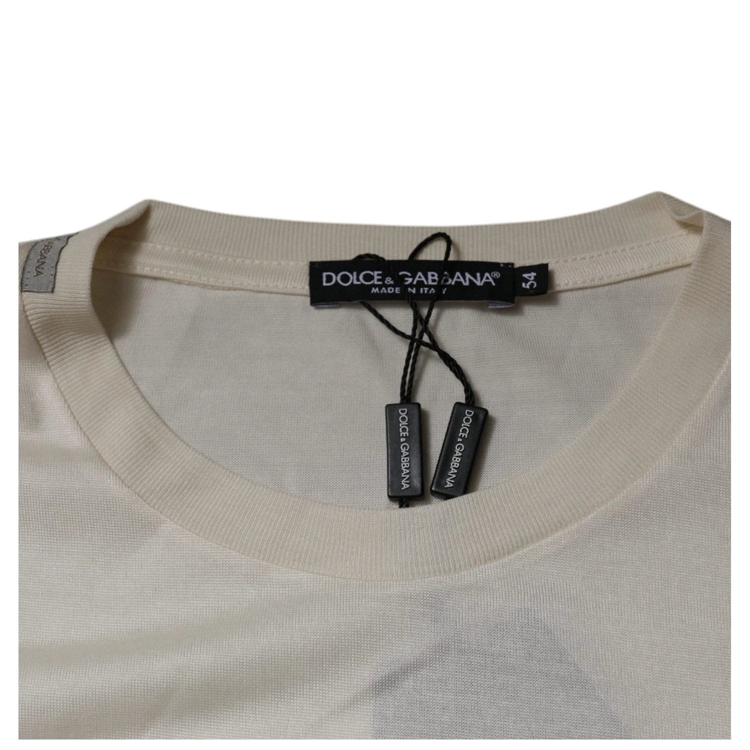 Off White Silk CrewNeck Short Sleeve T-shirt