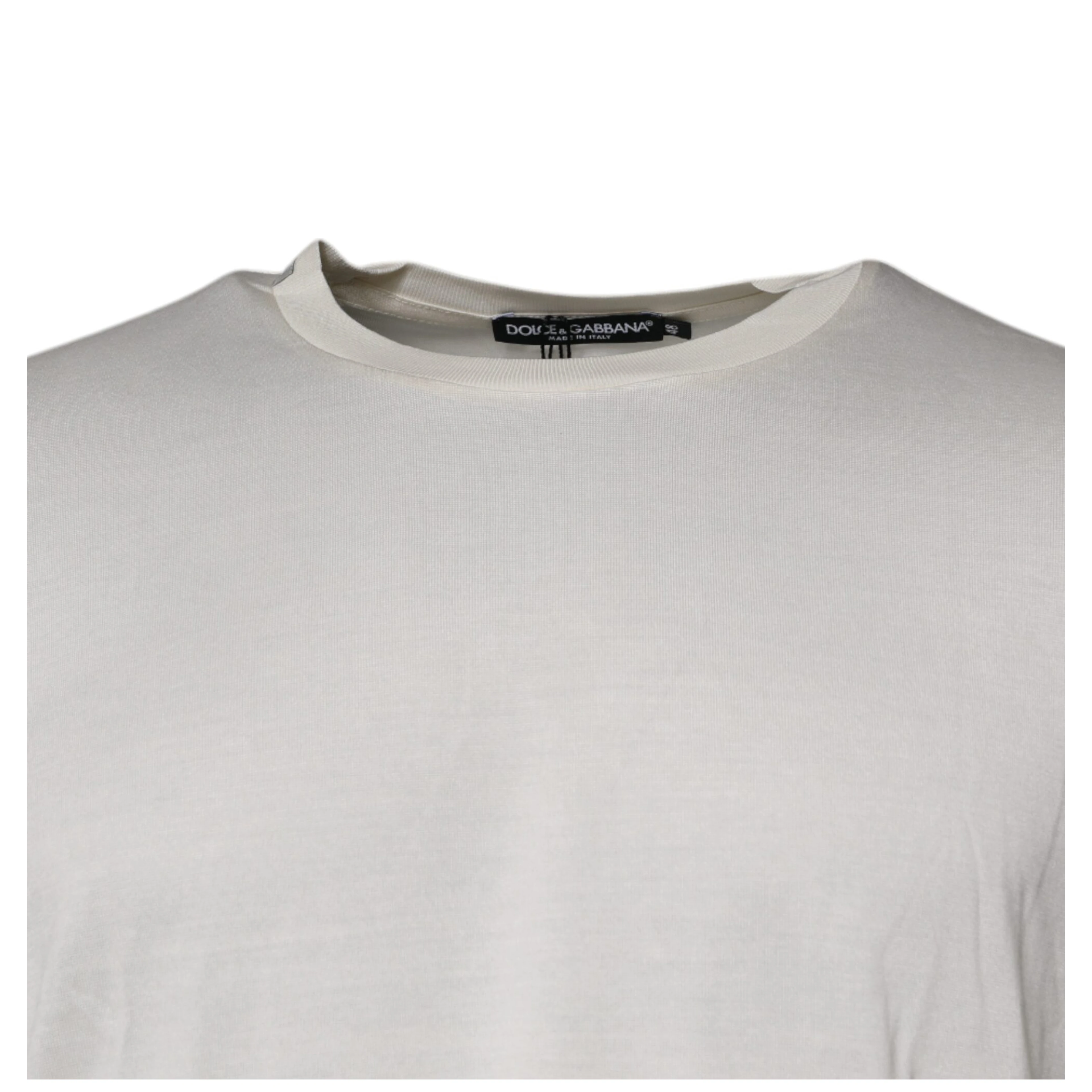 Off White Silk Crew Neck Short Sleeve T-shirt