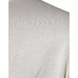 Off White Silk Crew Neck Short Sleeve T-shirt