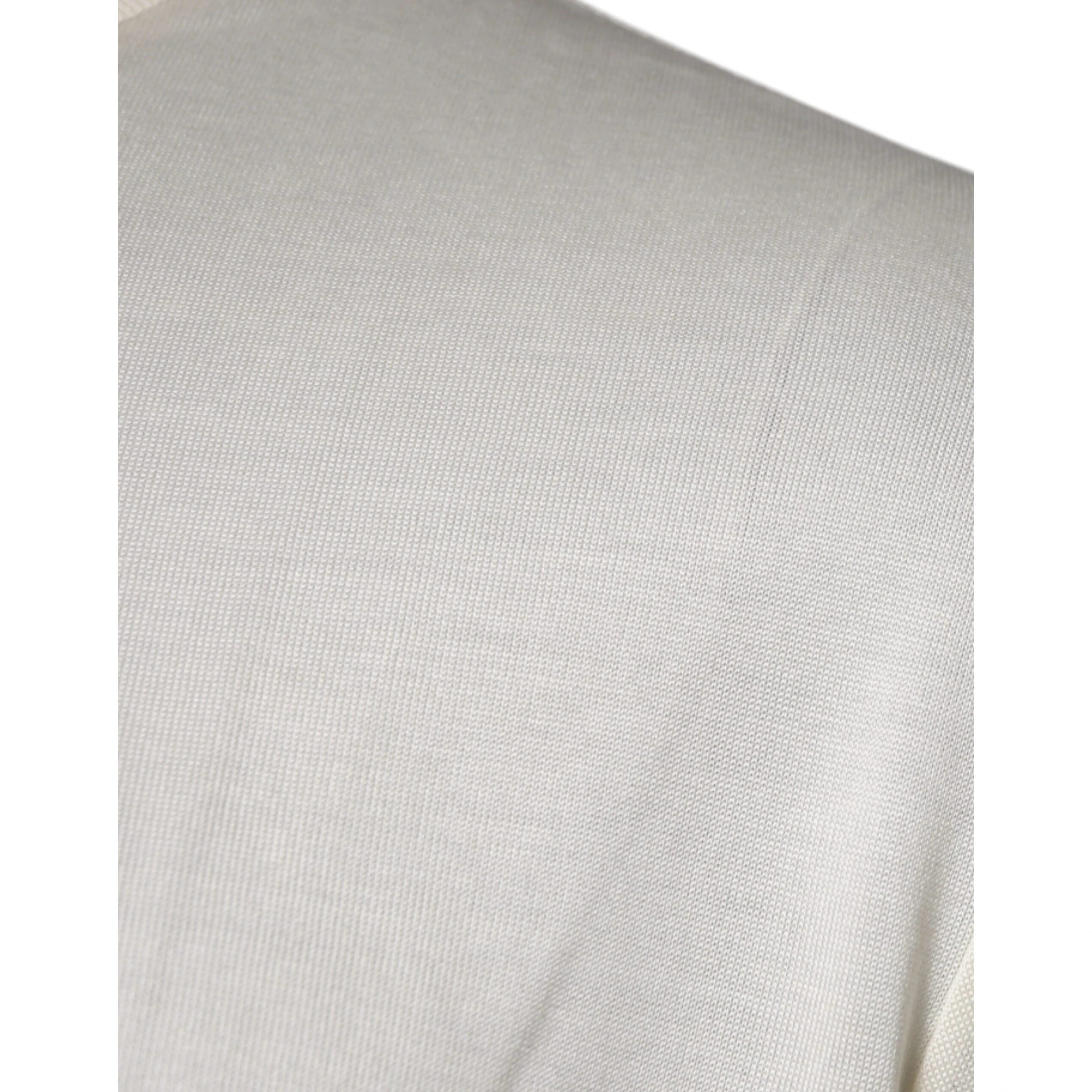 Off White Silk Crew Neck Short Sleeve T-shirt