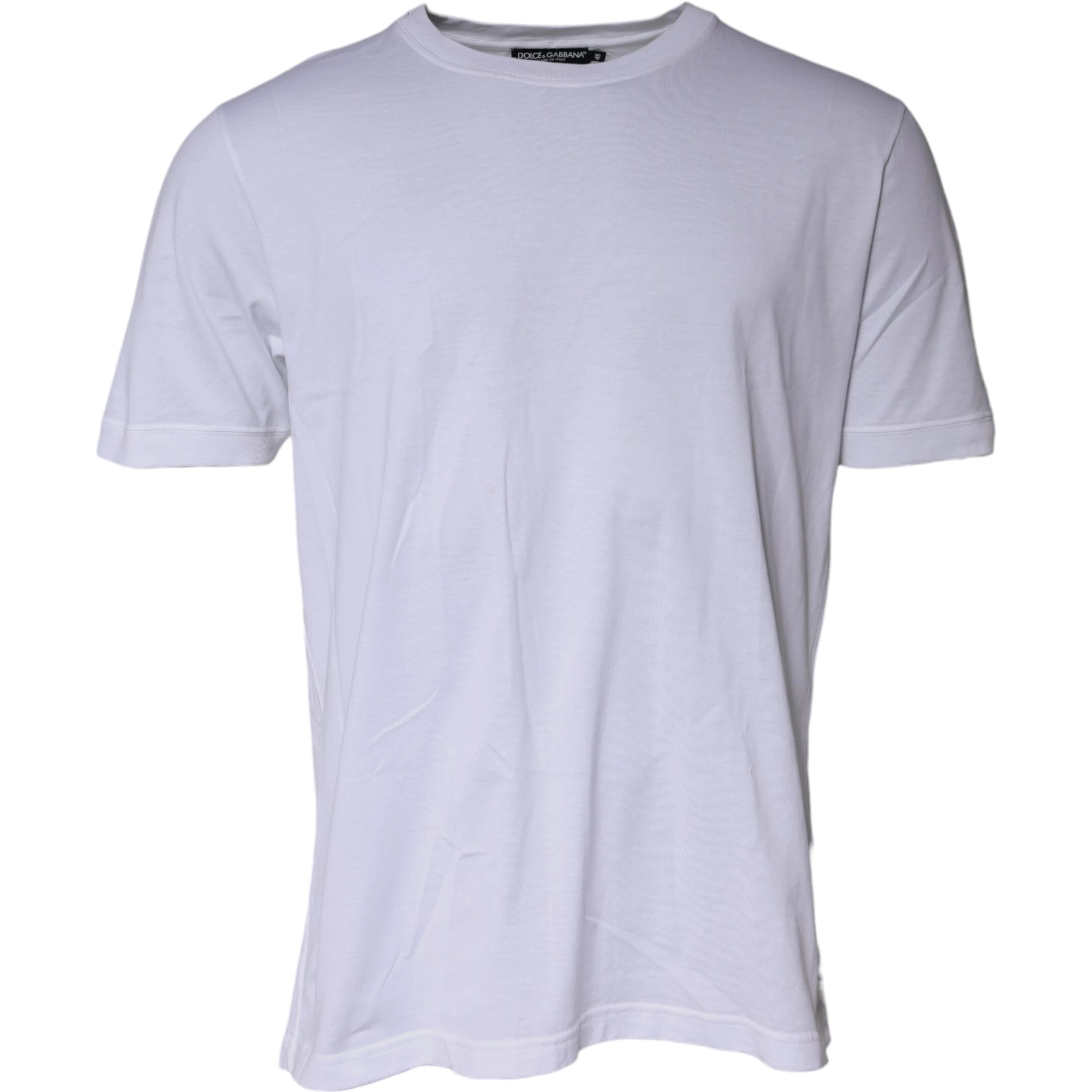 White Cotton Crew Neck Short Sleeves T-shirt