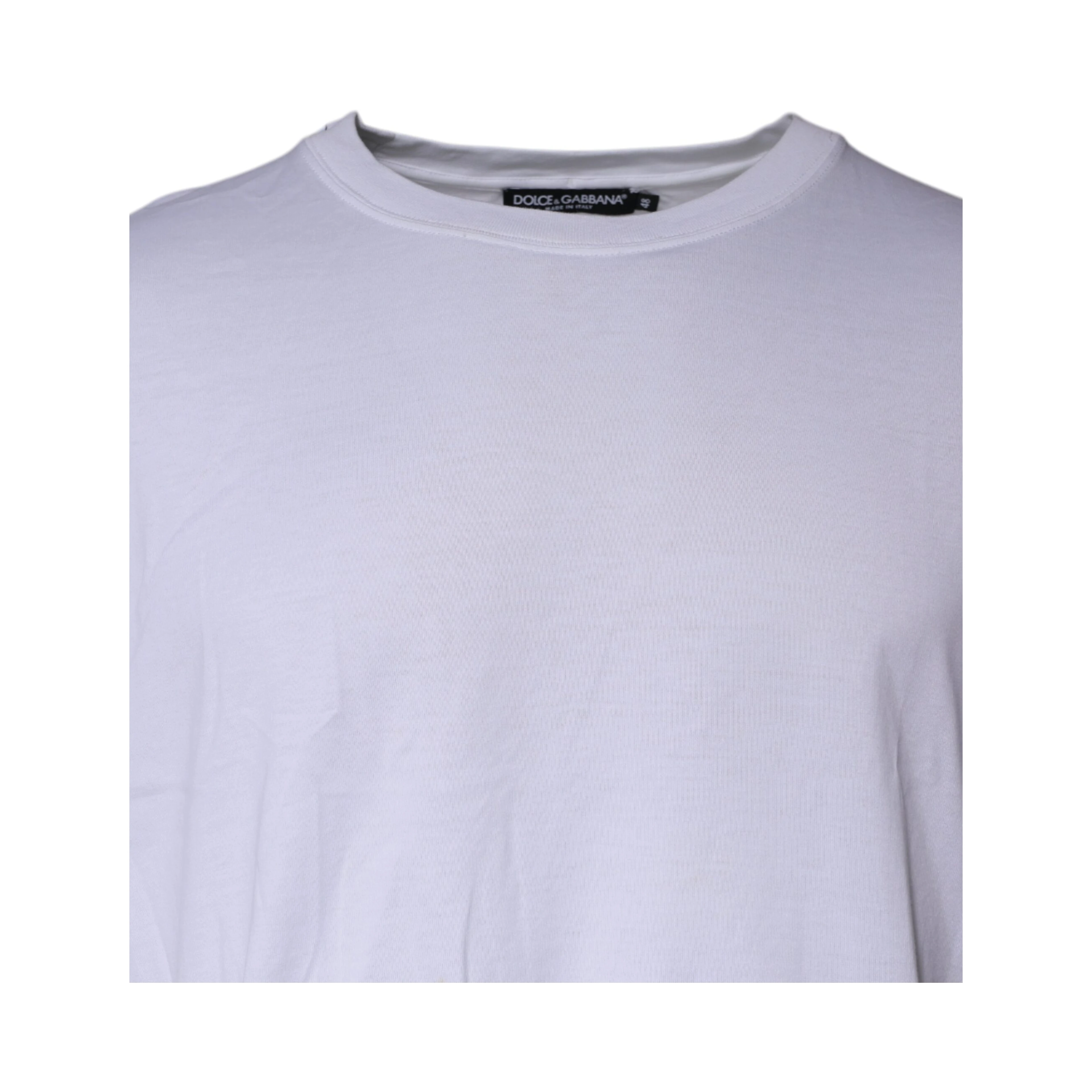 White Cotton Crew Neck Short Sleeves T-shirt