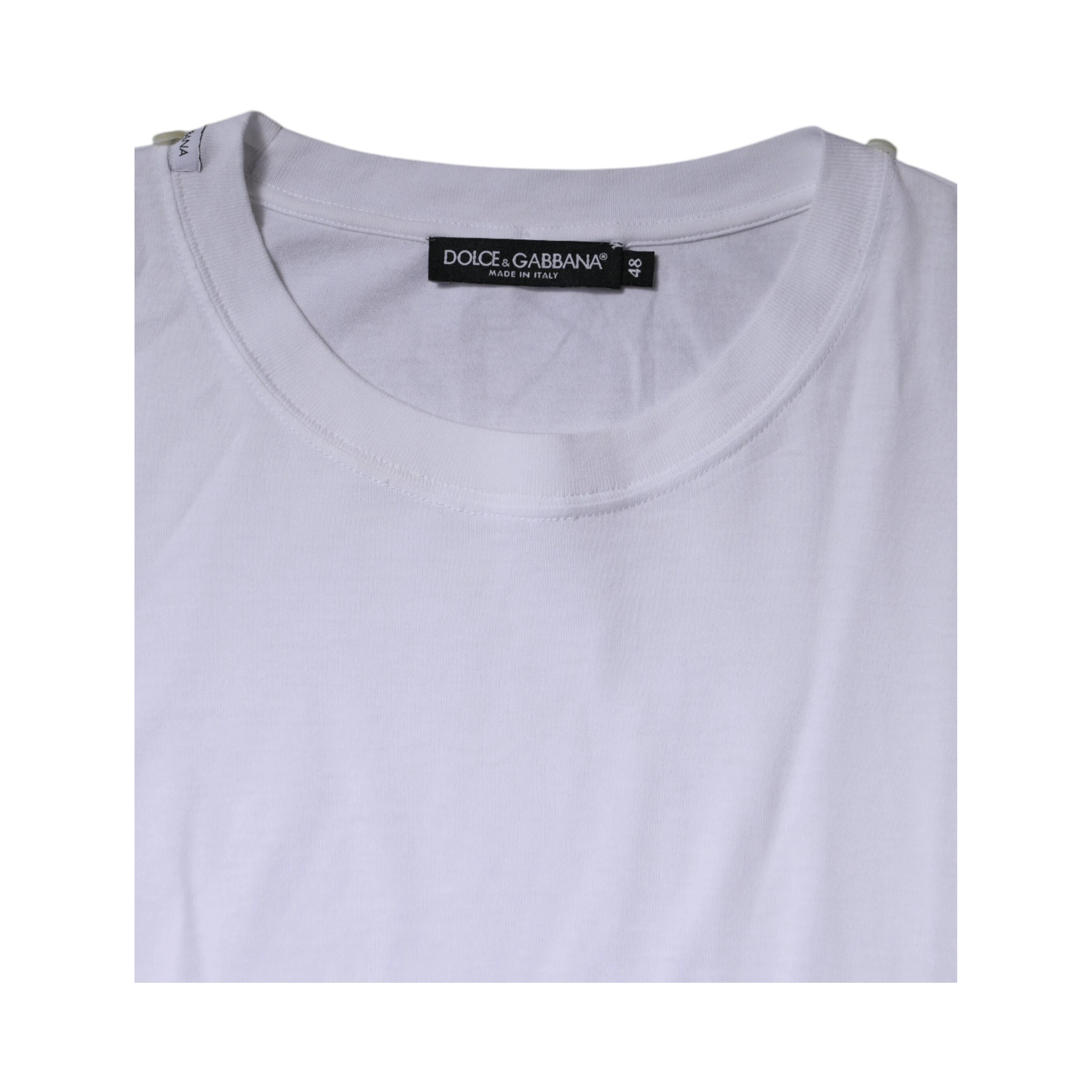 White Cotton Crew Neck Short Sleeves T-shirt