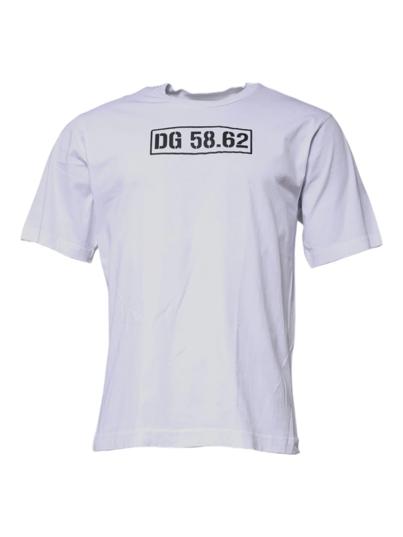 White DG Logo Cotton Crew Neck T-shirt