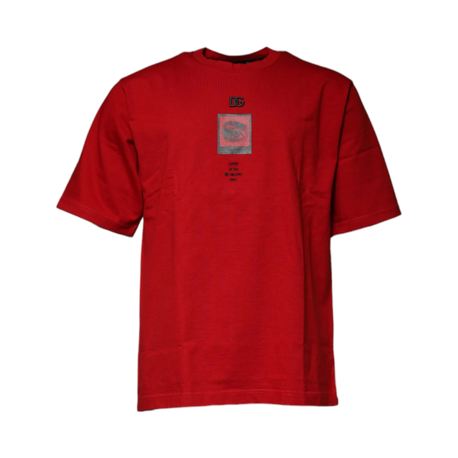 Red DG Eye Cotton Crew Neck T-shirt