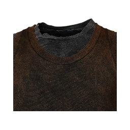 Brown Cotton Round Neck Sleeveless T-shirt