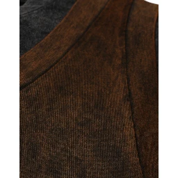 Brown Cotton Round Neck Sleeveless T-shirt