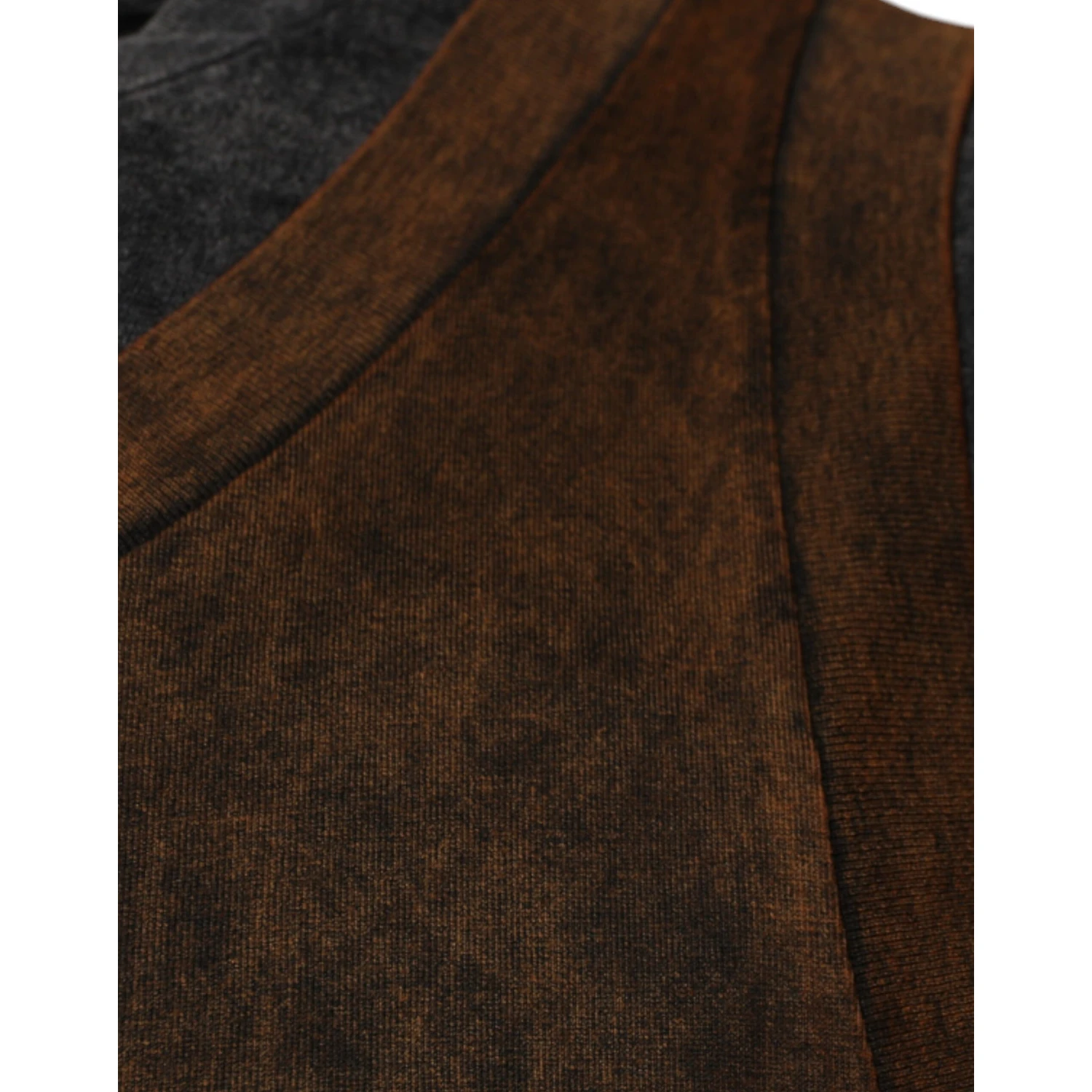 Brown Cotton Round Neck Sleeveless T-shirt