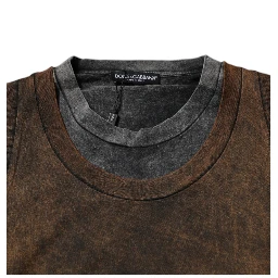 Brown Cotton Round Neck Sleeveless T-shirt