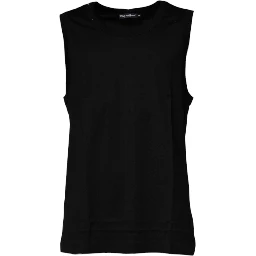 Black Cotton Round Neck Sleeveless T-shirt