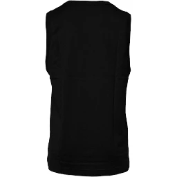 Black Cotton Round Neck Sleeveless T-shirt