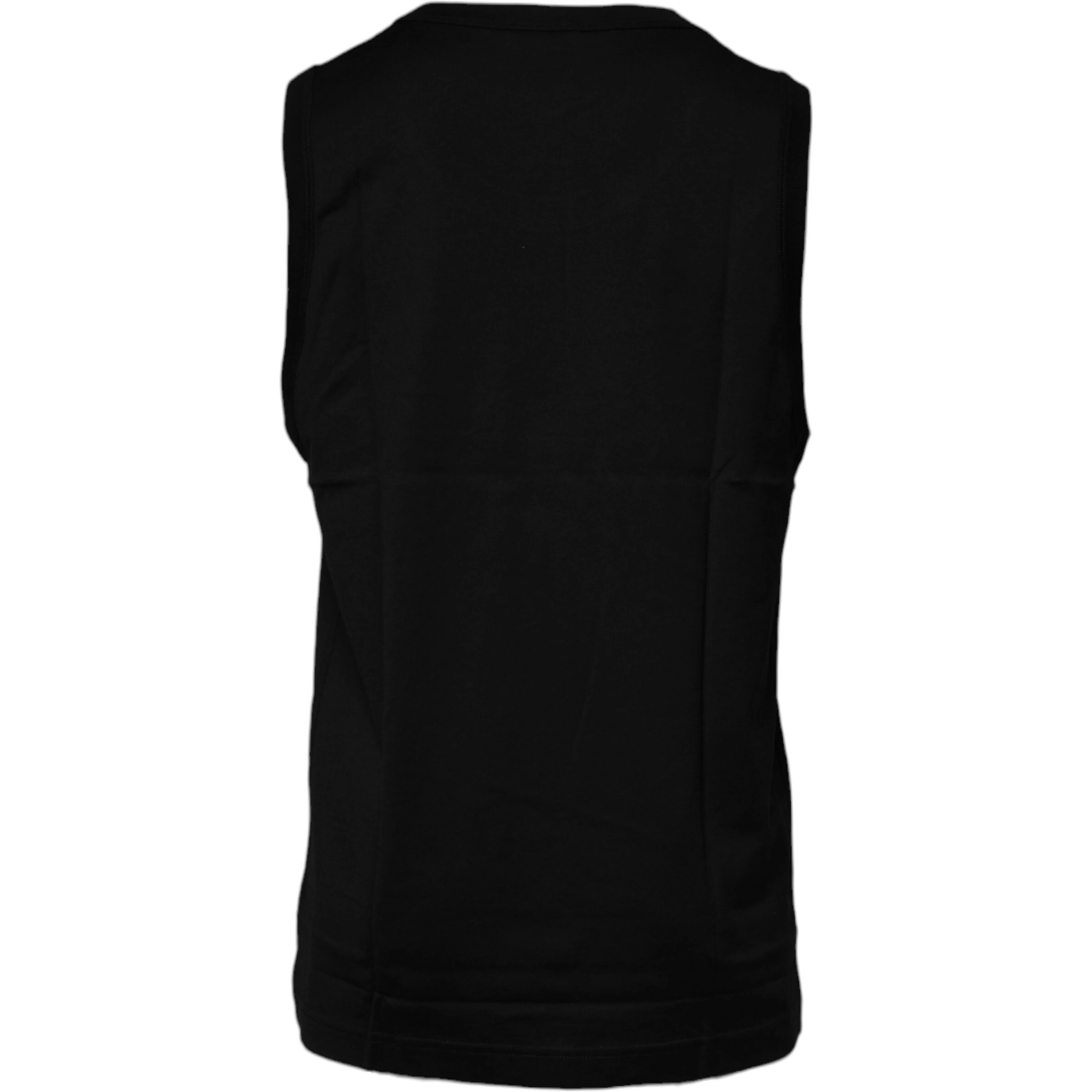 Black Cotton Round Neck Sleeveless T-shirt