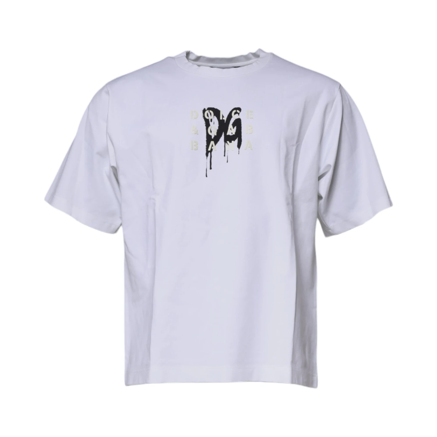 White DG Logo Cotton Crew Neck T-shirt