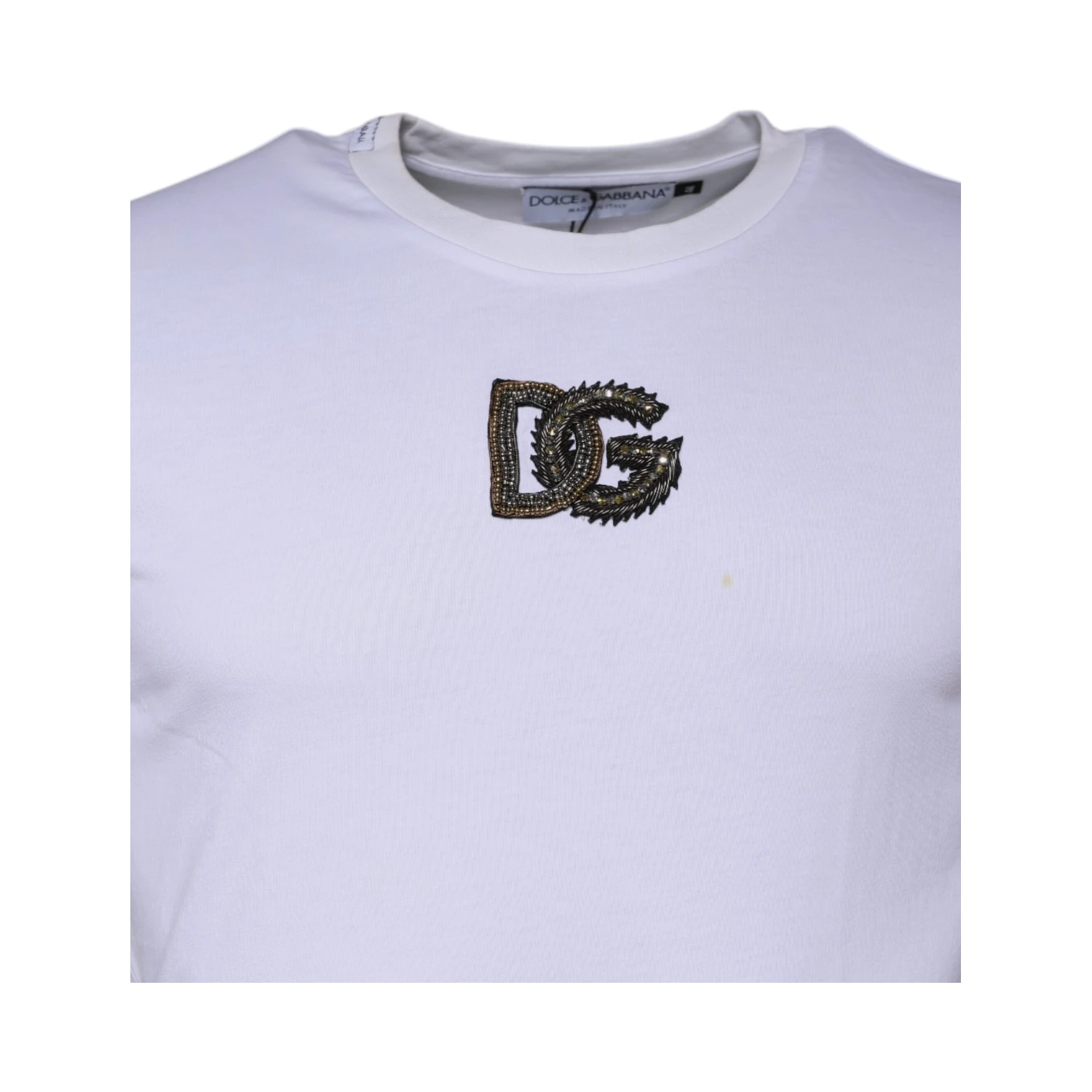 White DG Logo Cotton Crew Neck T-shirt