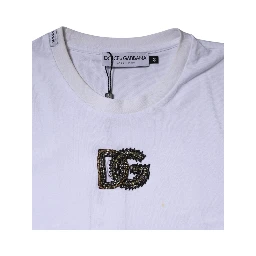 White DG Logo Cotton Crew Neck T-shirt