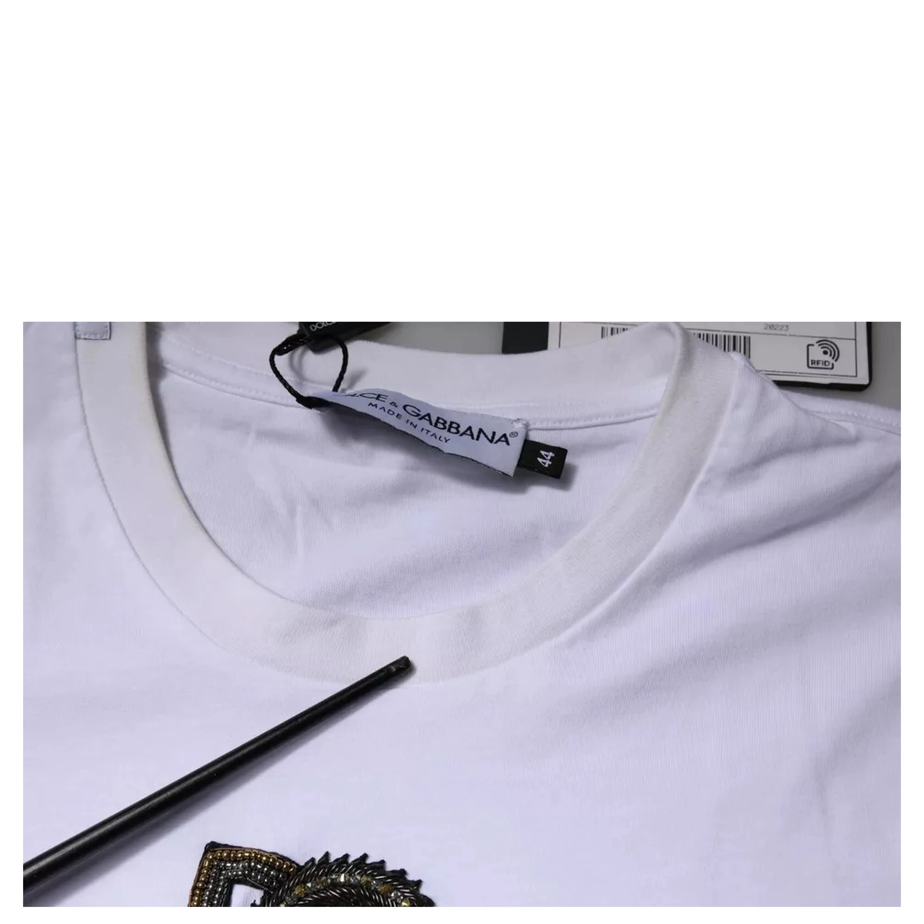 White DG Logo Cotton Crew Neck T-shirt